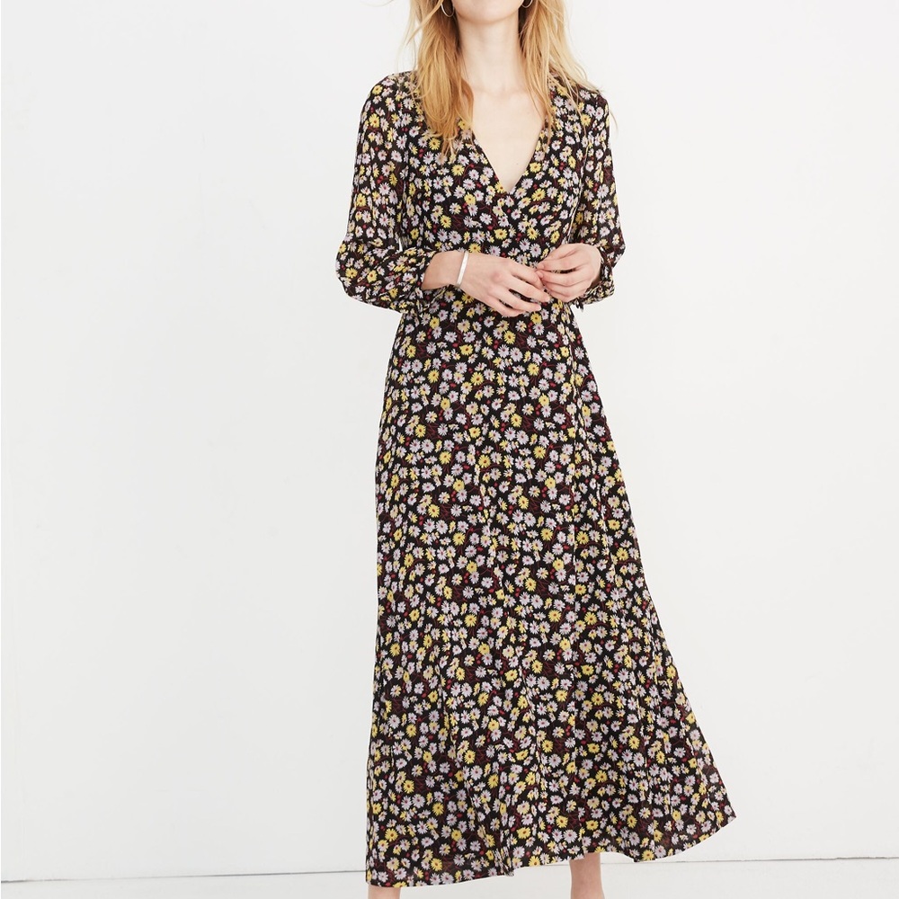 Madewell Petite Wrap-Front Maxi Dress in French Floral